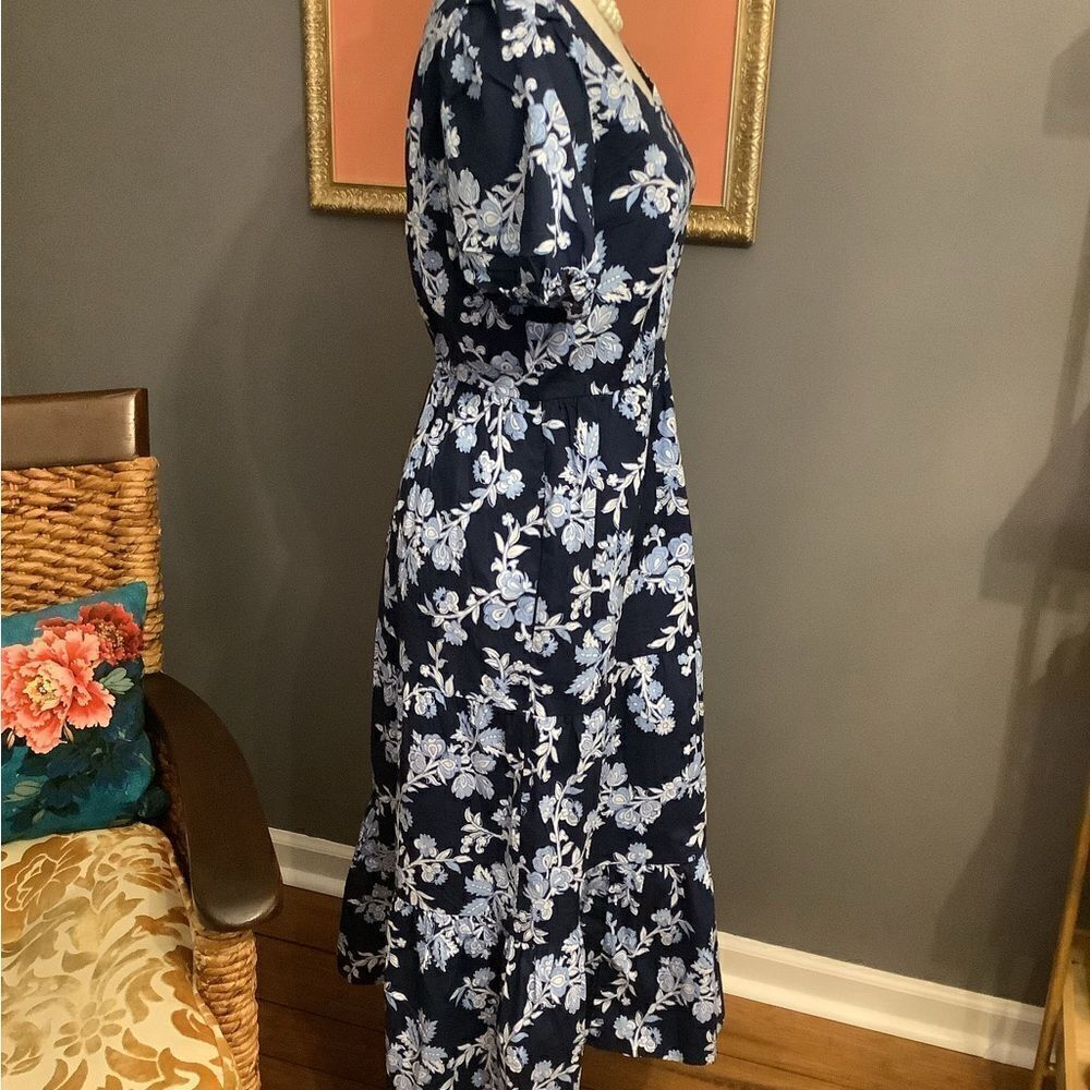 NWT ❤️ J. Crew Tiered Poplin‎ Puff Sleeve MIDI Dress 👗 - Picture 3 of 7